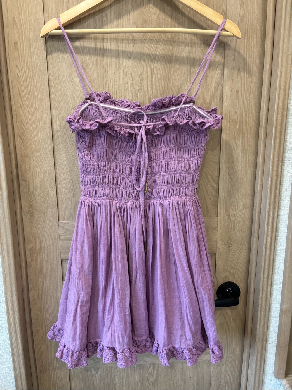 Free People Josephine Bustle Mini Dress Size S Smocked Coastal Coquette Girlie - Picture 5 of 5